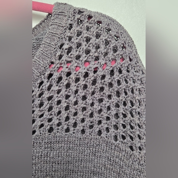 Kenar Women's Gray Textured Knit Boxy Blouse Sz XL Sweater Cotton Blend - Picture 6 of 10